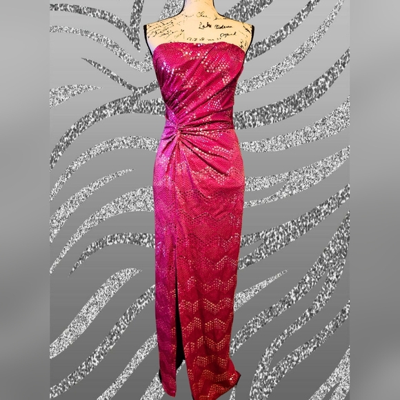 As U Wish Pink Strapless Ruched Gown - Picture 1 of 12